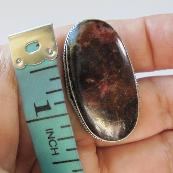 Rhodonite Ring 925 Silver size 8 natural gemstone jewelry - Picture 4 of 7